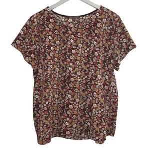 Chris & Carol Floral Short Sleeve Top Sz 1X